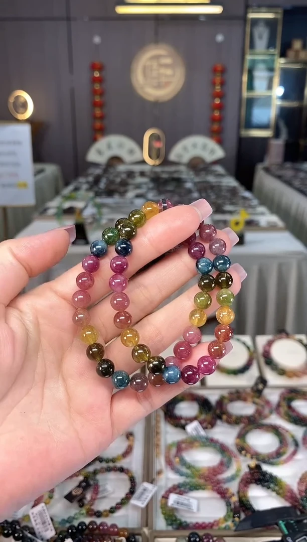 未镶嵌老矿碧玺彩虹单圈手串7mm+碧玺多样性发一条hon