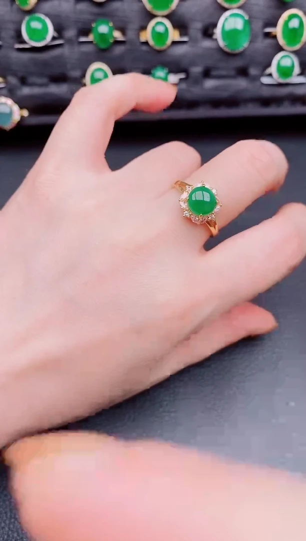 【闪购商品】翡翠戒指银S925镶嵌天然a货翡翠88