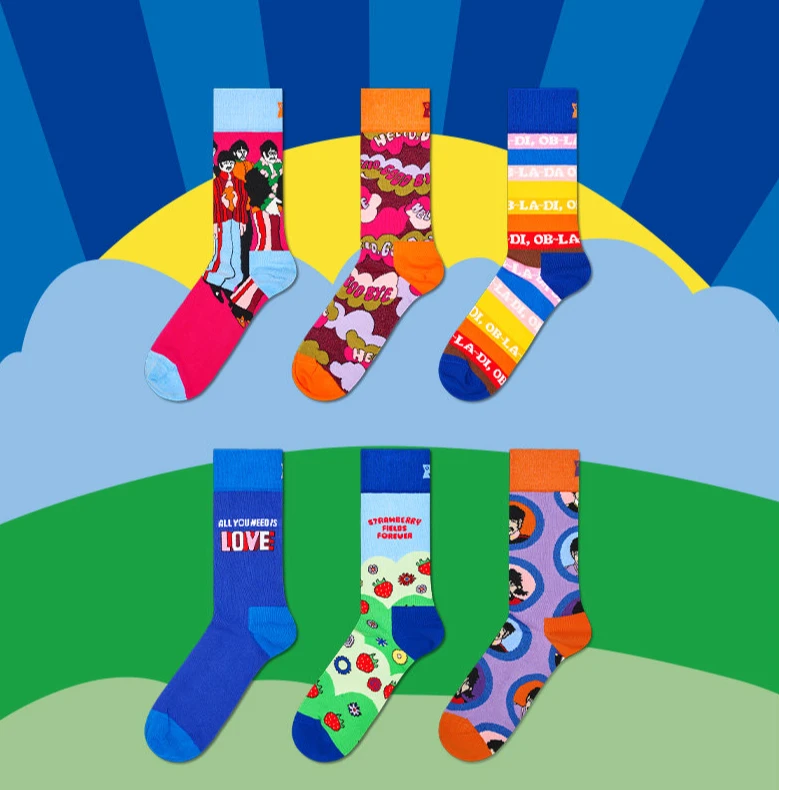 【FW26秋冬】HappySocks披头士乐队联名彩色袜子棉袜新款上新超好看