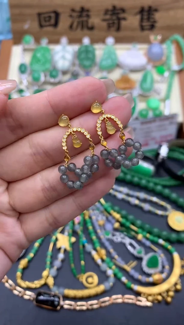 【闪购商品】翡翠耳饰18K金镶嵌145-中国好珍宝