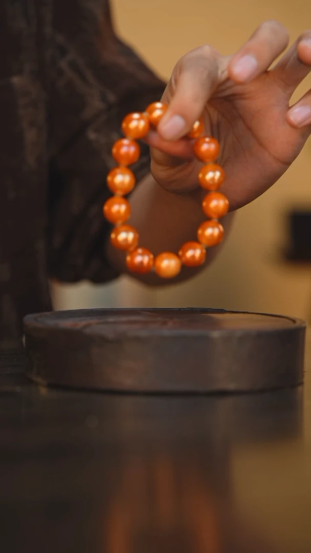 116柴房陶瓷柴烧金玉手串