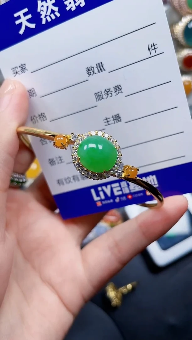 银S925镶嵌手镯翡翠172
