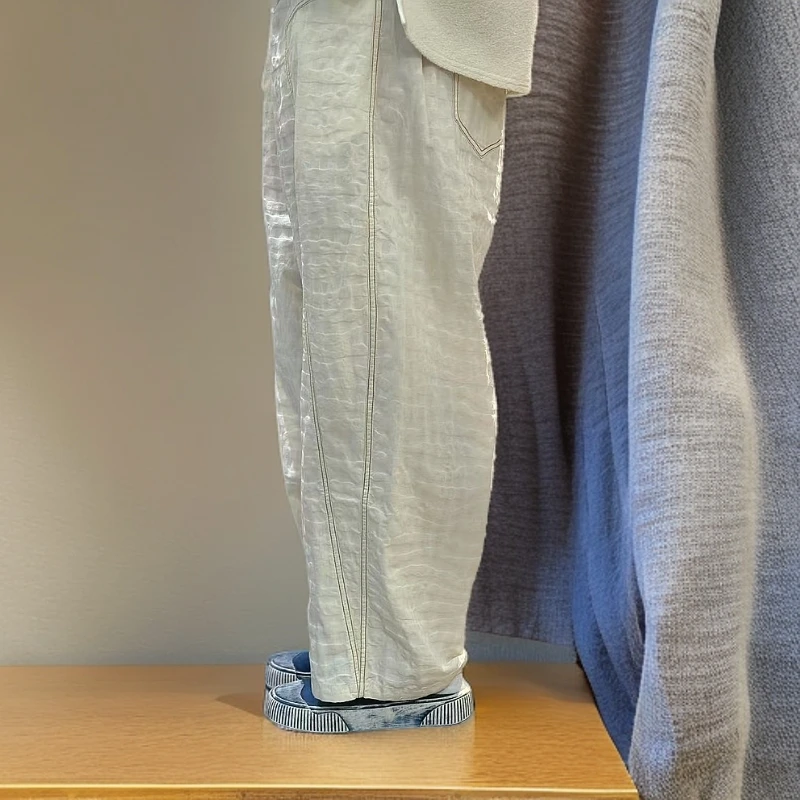 慢慢变蓝K5382原创半橡筋腰纯棉舒适宽松百搭休闲裤夏季薄款长裤