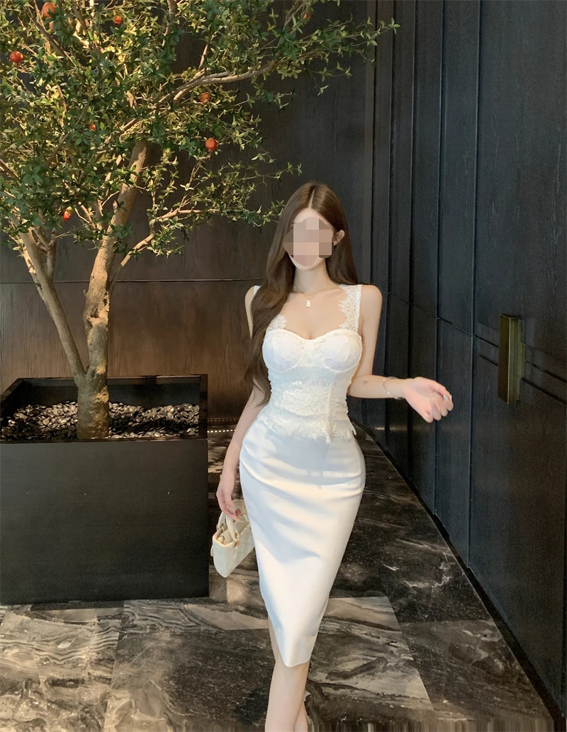 性感女人味抹胸 蕾丝背心上衣女 半身包臀裙