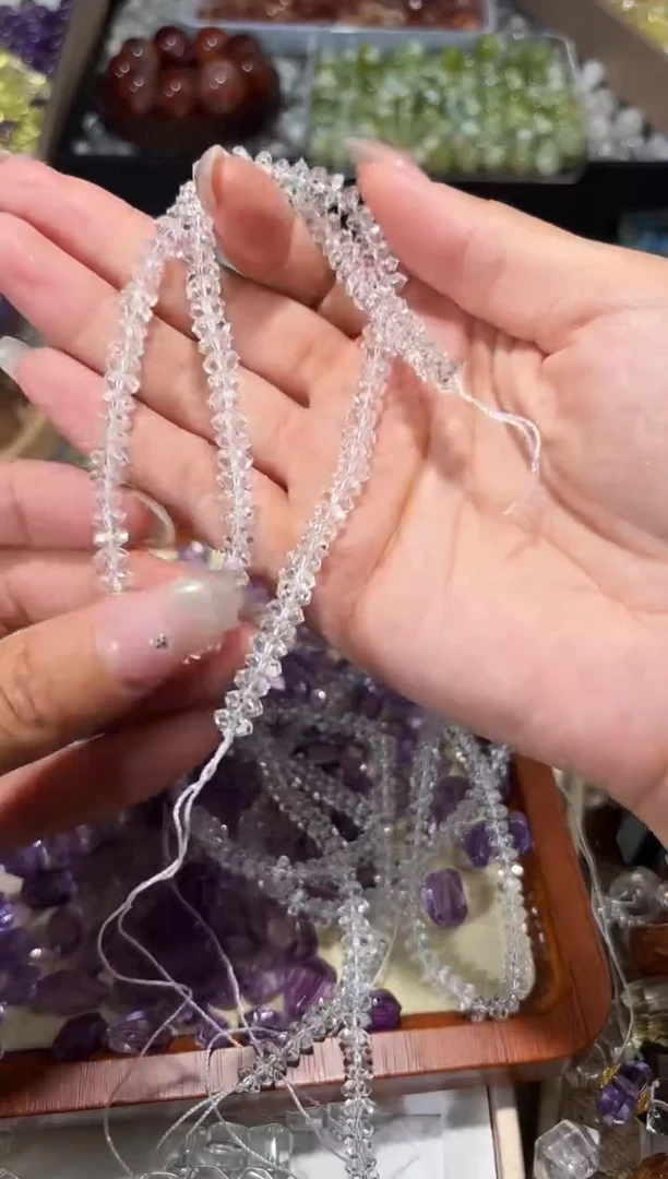 水晶手链未镶嵌枫*F29白水晶切面隔珠卡6半成品拍3