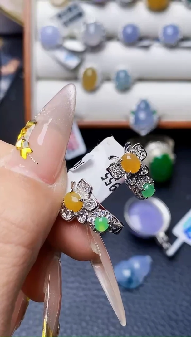 银S925镶嵌戒指翡翠妮*0988