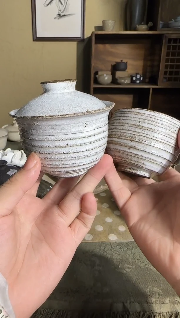 瓷片福利手作盖碗+杯子
