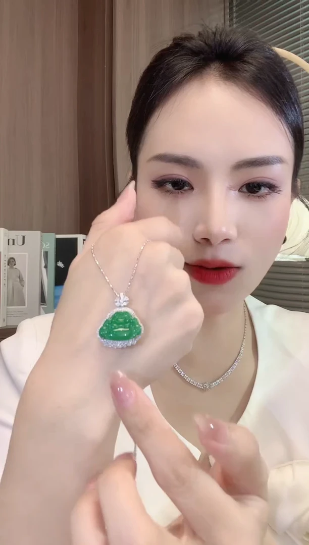 翡翠18K金镶嵌吊坠(不含链)A52 多样性发一件