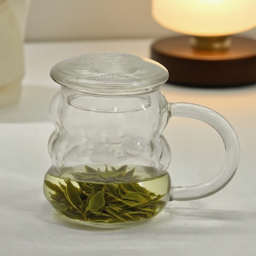 KAK葡萄玻璃杯个性咖啡杯耐热高硼硅带把牛奶透明家用杯玻璃杯