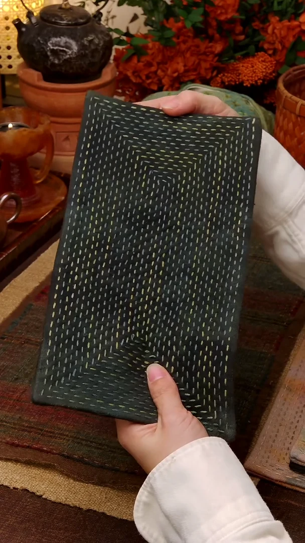 吱***吱Cici手作刺子绣柿染壶垫杯垫-预存链接