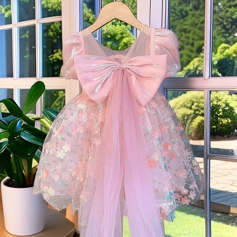 【H1598】2025新款粉色花仙子公主裙女童春夏款网红儿童公主裙