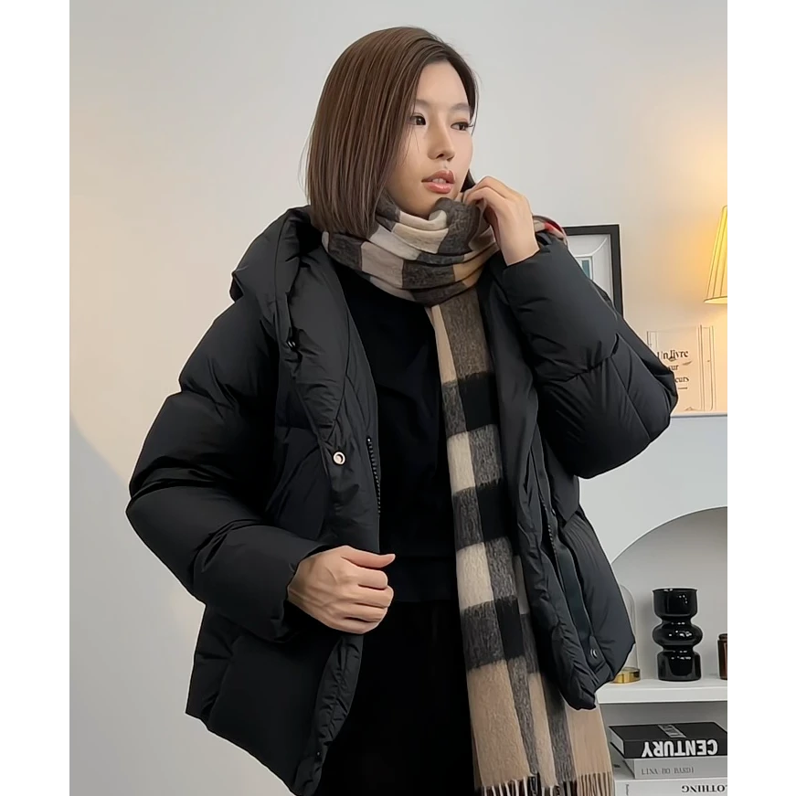 E&N E203CD013 90白鸭绒女装云朵泡芙羽绒服保暖显瘦时尚宽松休闲