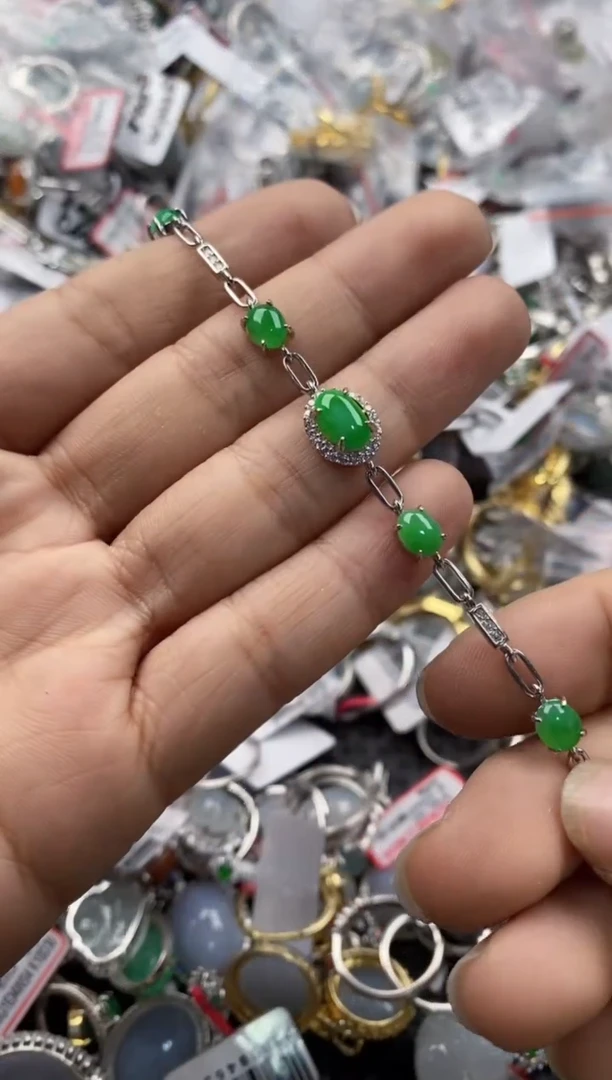 银S925镶嵌戒指翡翠444               8