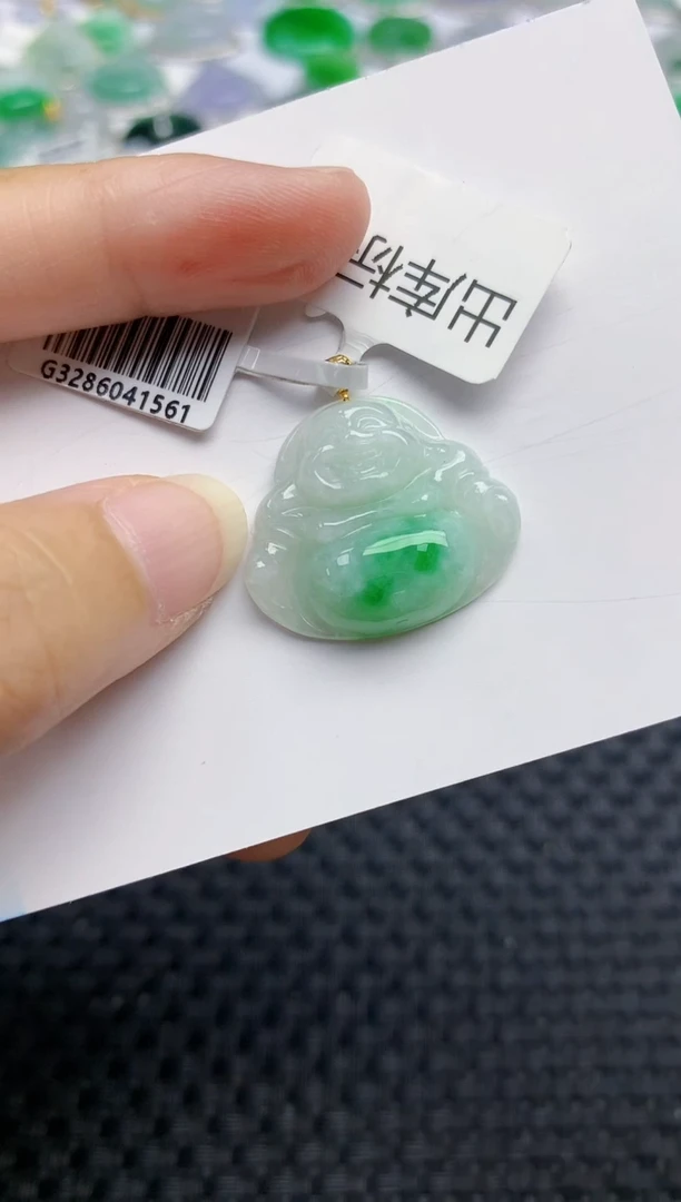 翡翠18K金镶嵌颈饰天然缅甸A货翡翠百元以上9元证书费自理