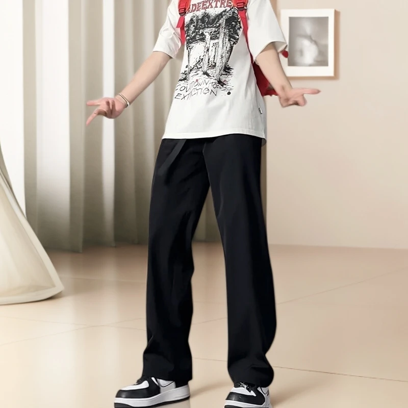 夏季休闲裤新款西装冰丝垂感高端男裤子阔腿百搭薄款时尚宽松外穿