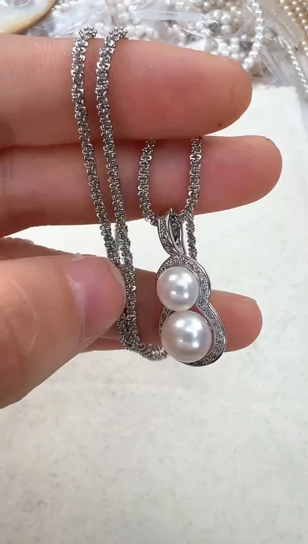 【闪购商品】淡水珍珠吊坠(赠链)合金双珠葫芦