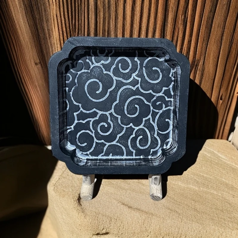 石昌盛（工厂直营）装饰祥云烟灰缸整石一体雕刻无盖茶宠摆件乌金石