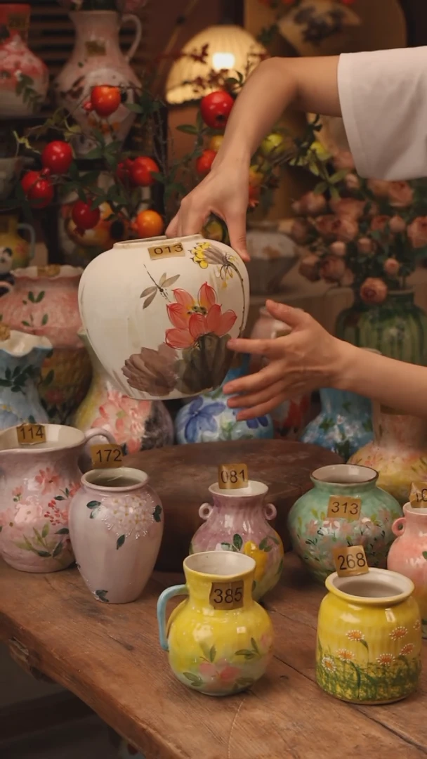 陶瓷013景德镇设计师手作花器摆件侘寂风