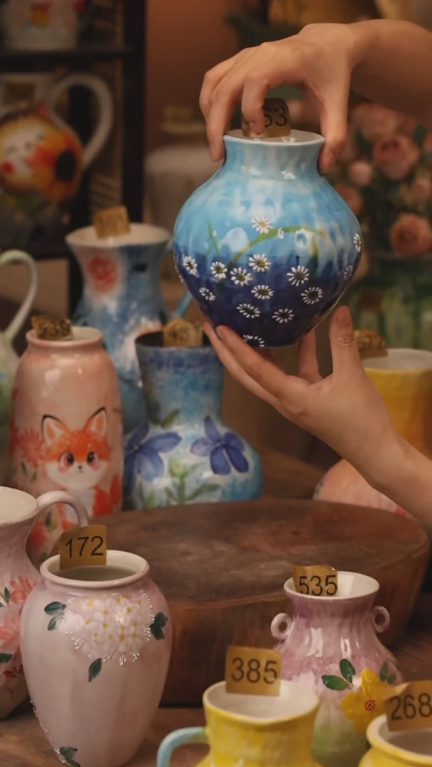 陶瓷363景德镇设计师手作花器摆件侘寂风