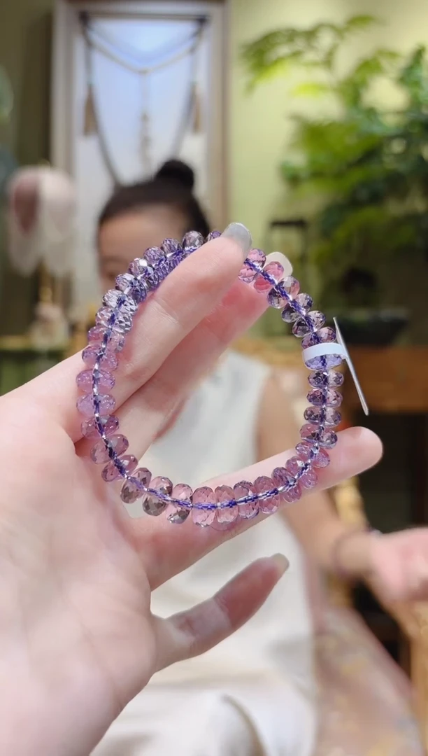【闪购商品】水晶手串未镶嵌切割面算盘珠紫水晶手串Y
