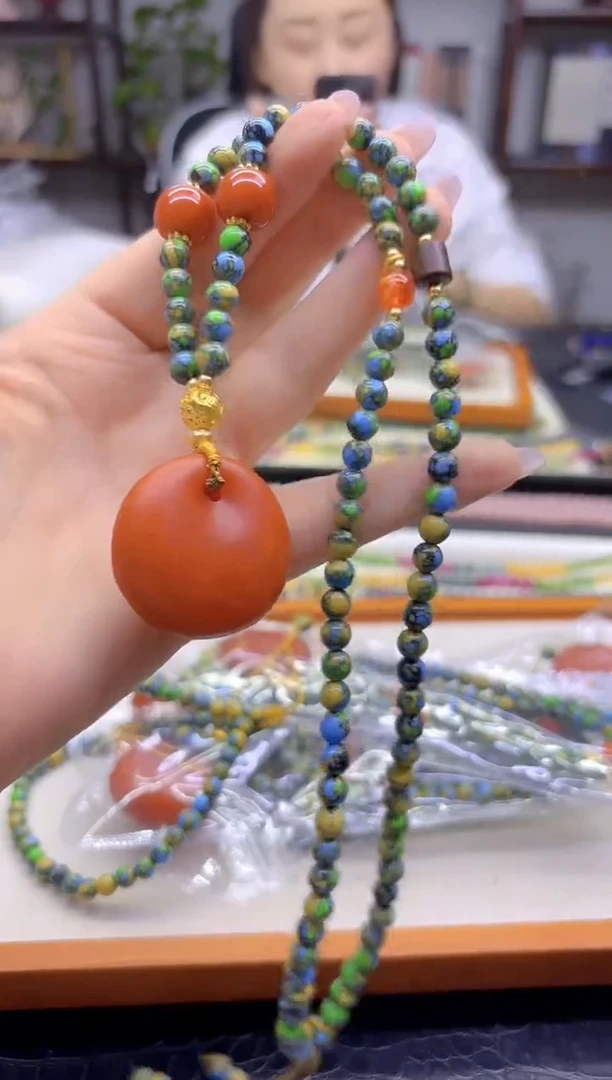 蜜蜡毛衣链未镶嵌DIY款M12