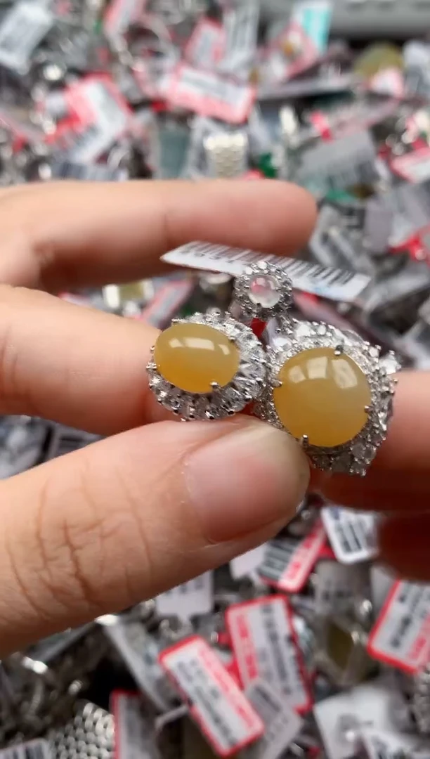 银S925镶嵌戒指翡翠天然A货缅甸翡翠