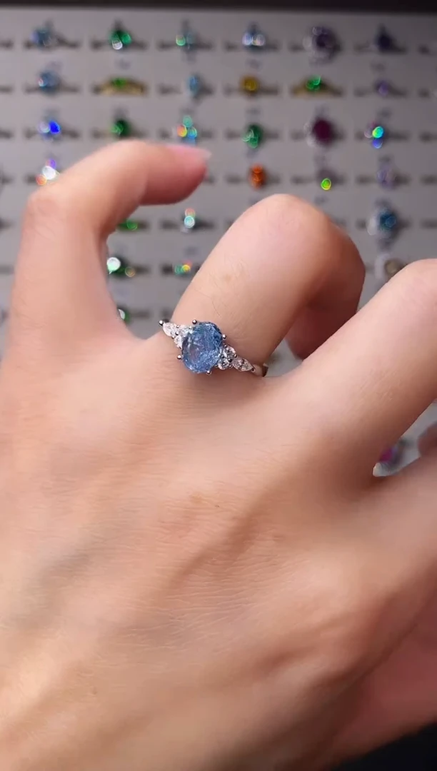 3克拉海蓝宝石（处理）欧美风戒指