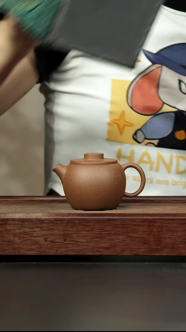 紫砂茶壶老段平盖巨轮珠