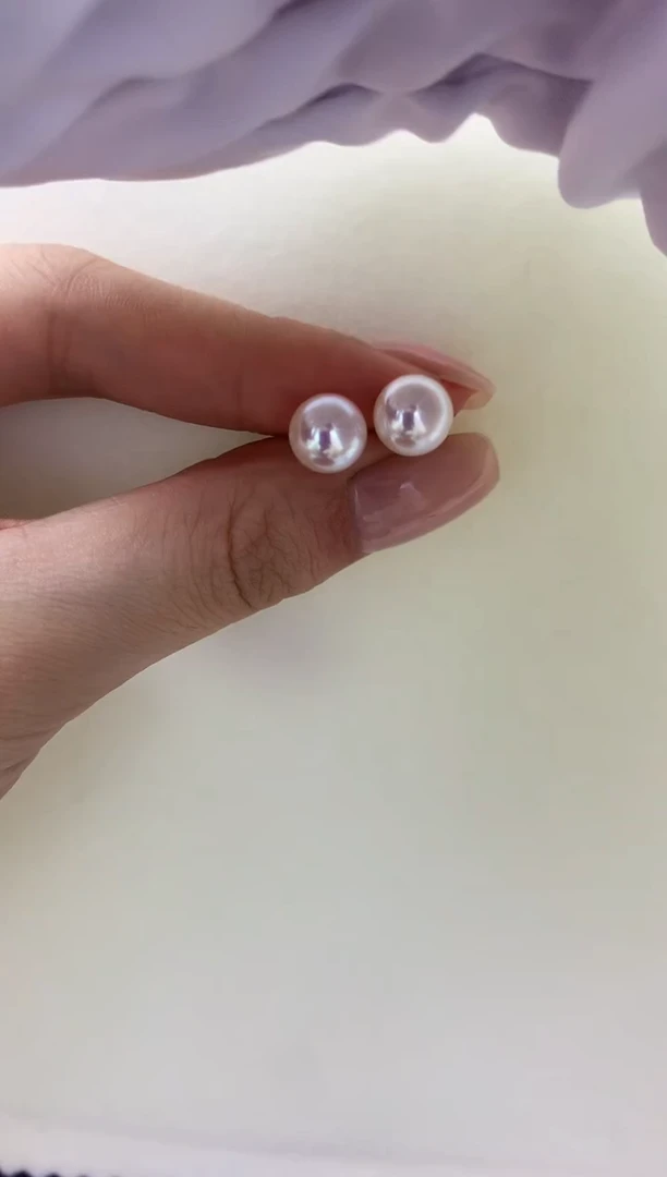 18K金镶嵌DA海水珍珠 akoya素钉8-8.5MM GD015