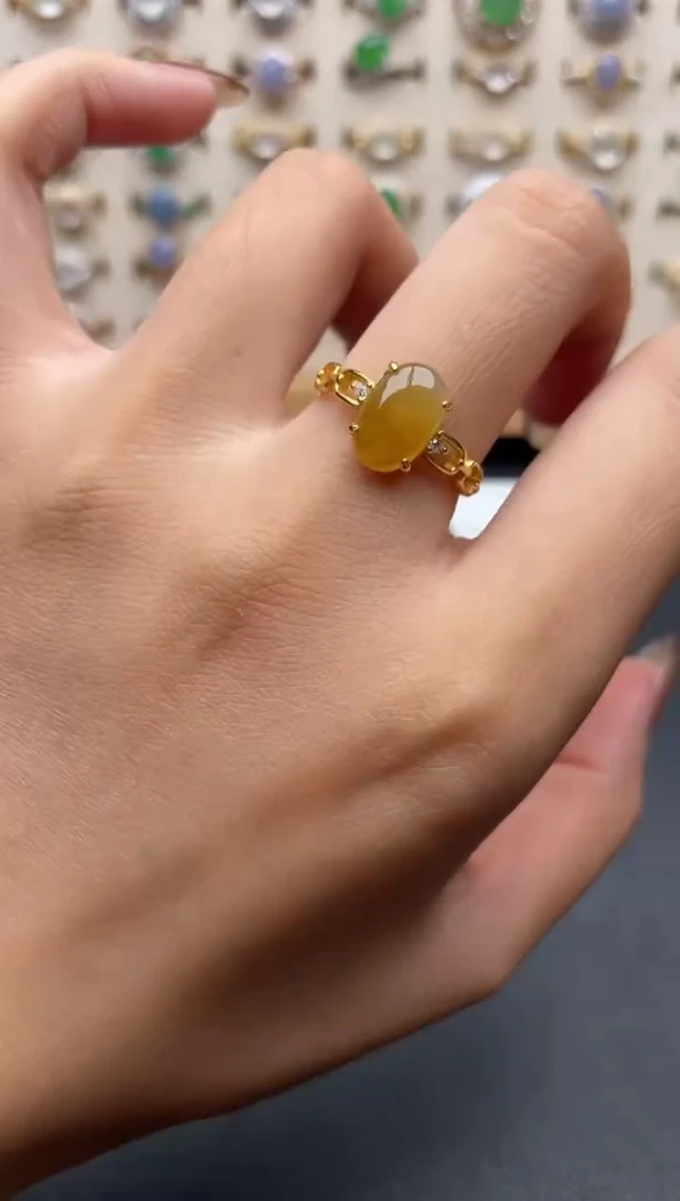 翡翠戒指银S925镶嵌一物一证一礼盒