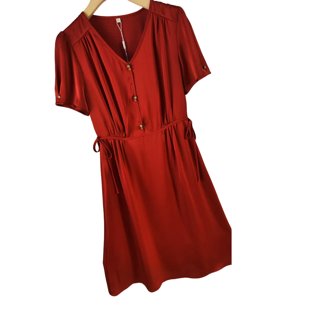 【W480红色】MYY2025时尚百搭洋气中长款连衣裙