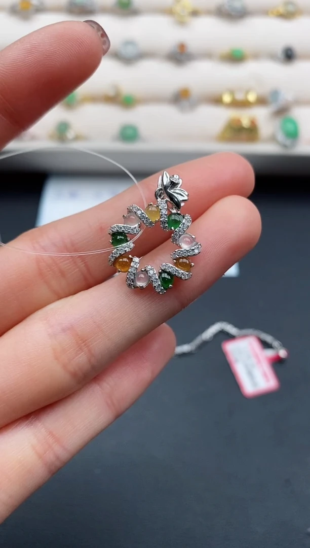 银S925镶嵌戒指翡翠7777777+4