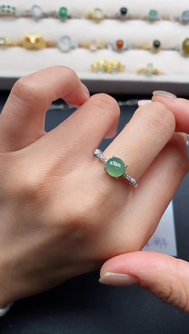 银S925镶嵌戒指翡翠55555555+6