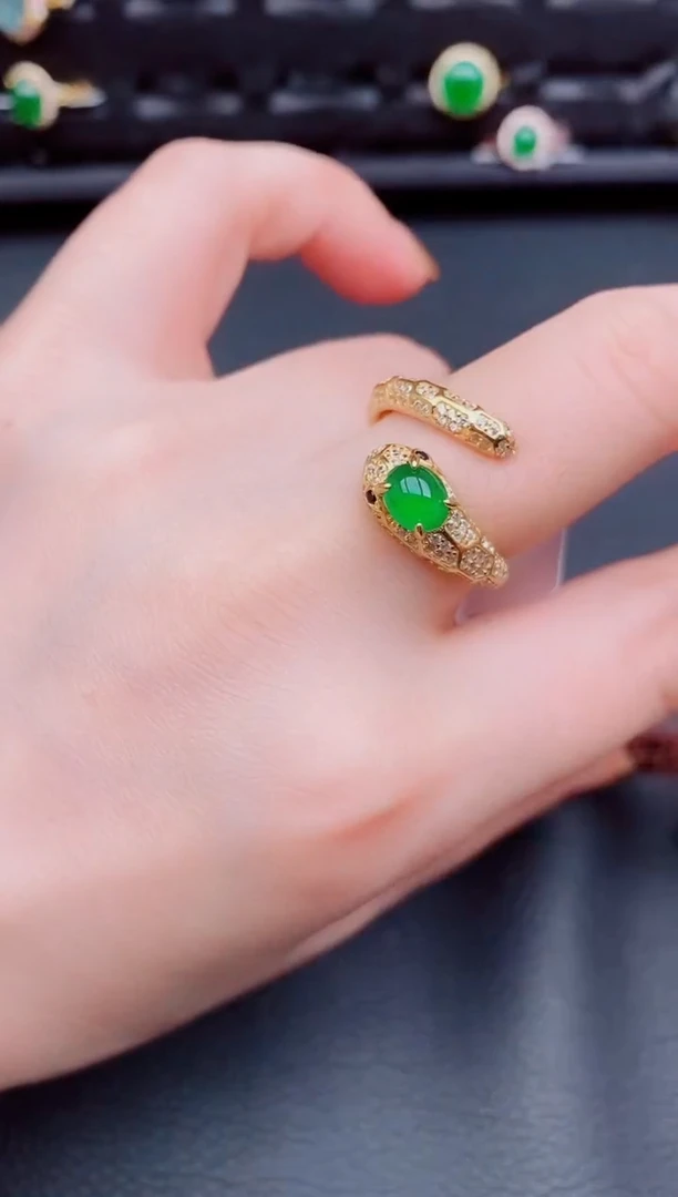 【闪购商品】翡翠戒指银S925镶嵌天然a货翡翠183