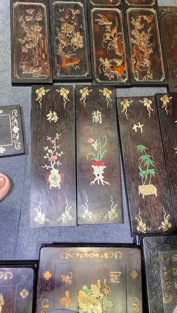 香榧木紫檀拆件雕刻板以直播间实物为准微瑕老物件
