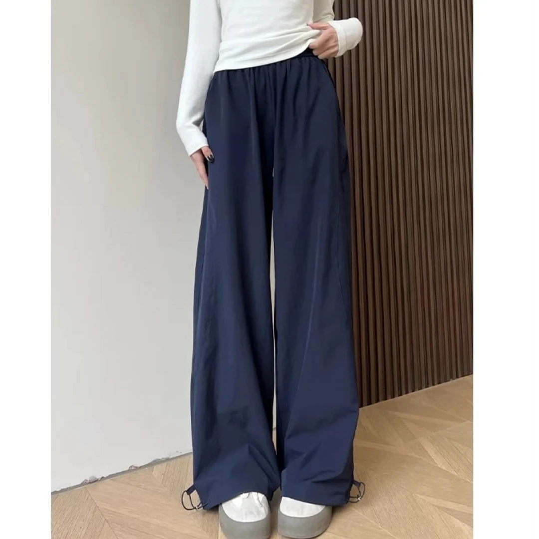 定制美式工装裤女夏薄款宽松高腰慵懒风显瘦速干运动休闲女款女裤