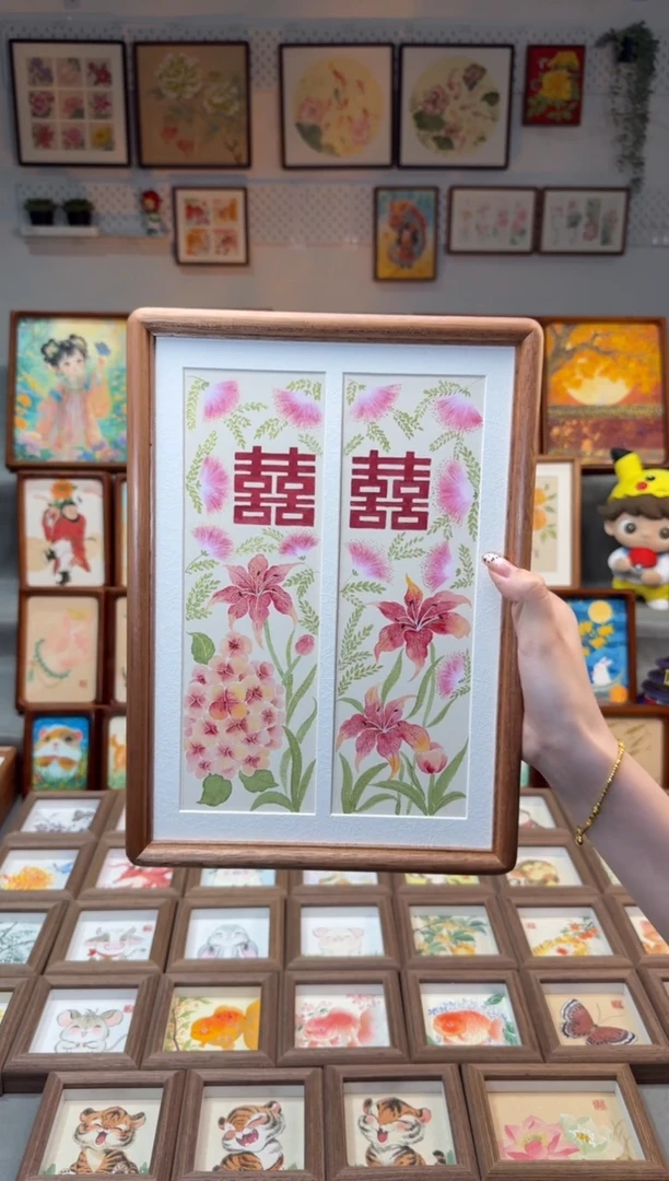 国画双喜 手绘国画A4