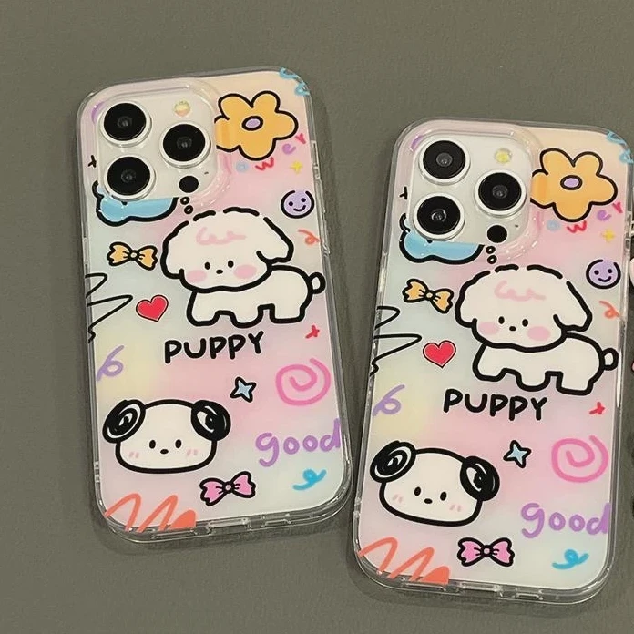 晕染小狗适用苹果13手机壳iphone16pro/15/14/12小米vivo华为oppo
