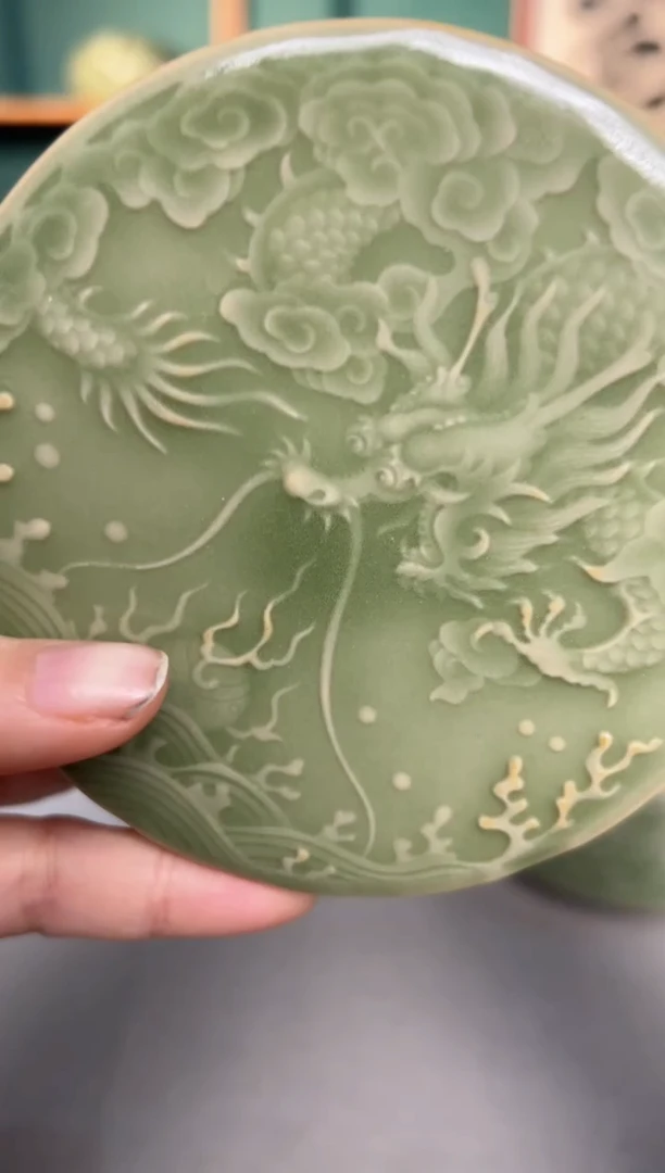 【闪购商品】其他耀州窑青釉龙纹壶承杯垫微瑕福利