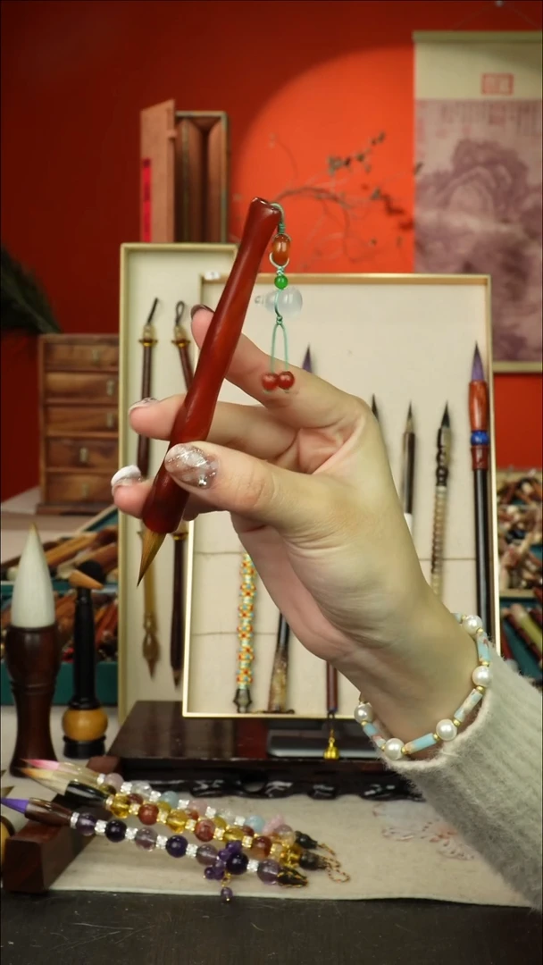 58号闪孤品高货毛笔链接 清水试笔 蘸墨不退