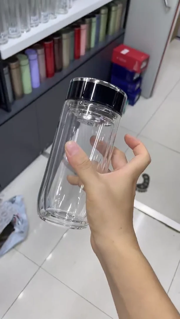 高硼硅玻璃无手柄款小熊双层7150-410ml蓝