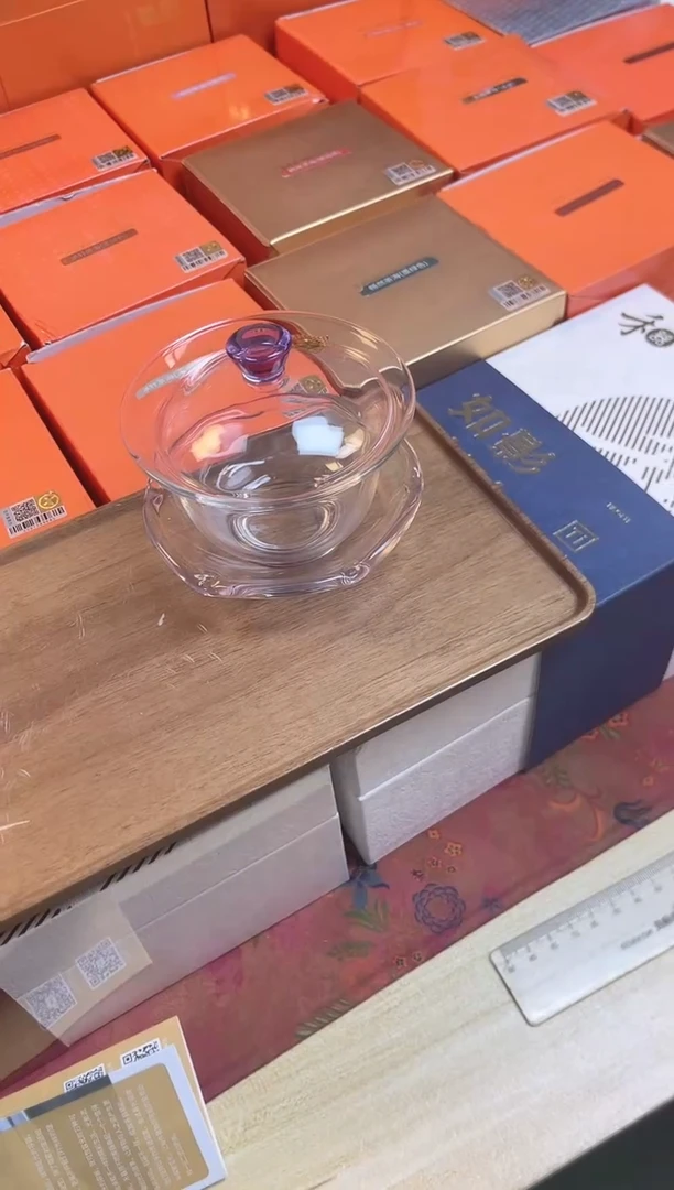 禅语盖碗紫色+澄然茶海紫色双标