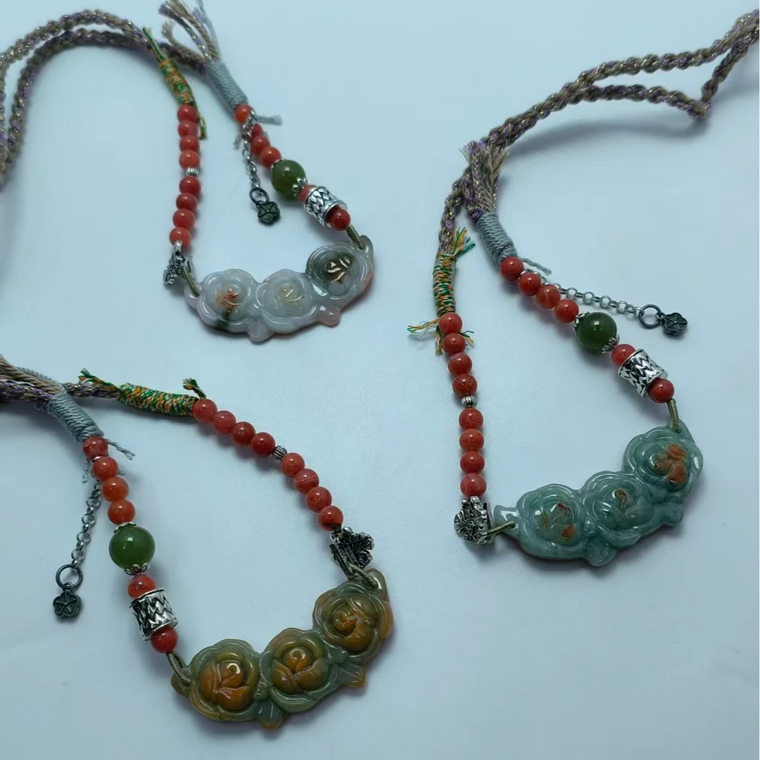 B6714 翡翠花+南红项链 多样性发货其一 气质 | 时尚 | 百搭 素款