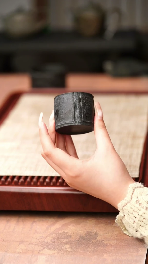 归玉堂冰碛岩重工雕刻竹韵杯