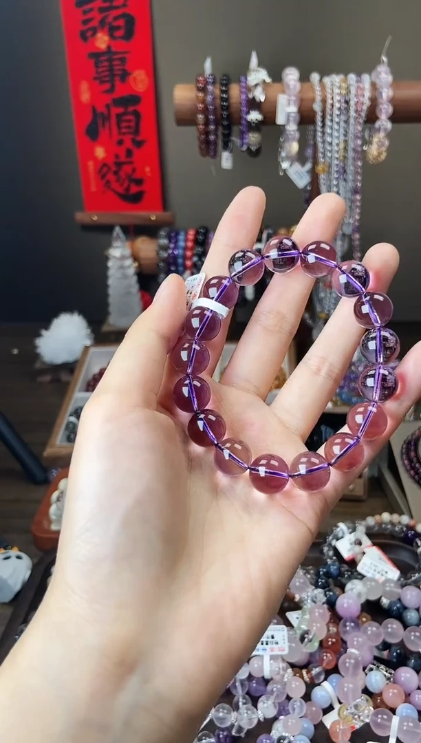 水晶手链未镶嵌12.5mm+巴西紫水晶