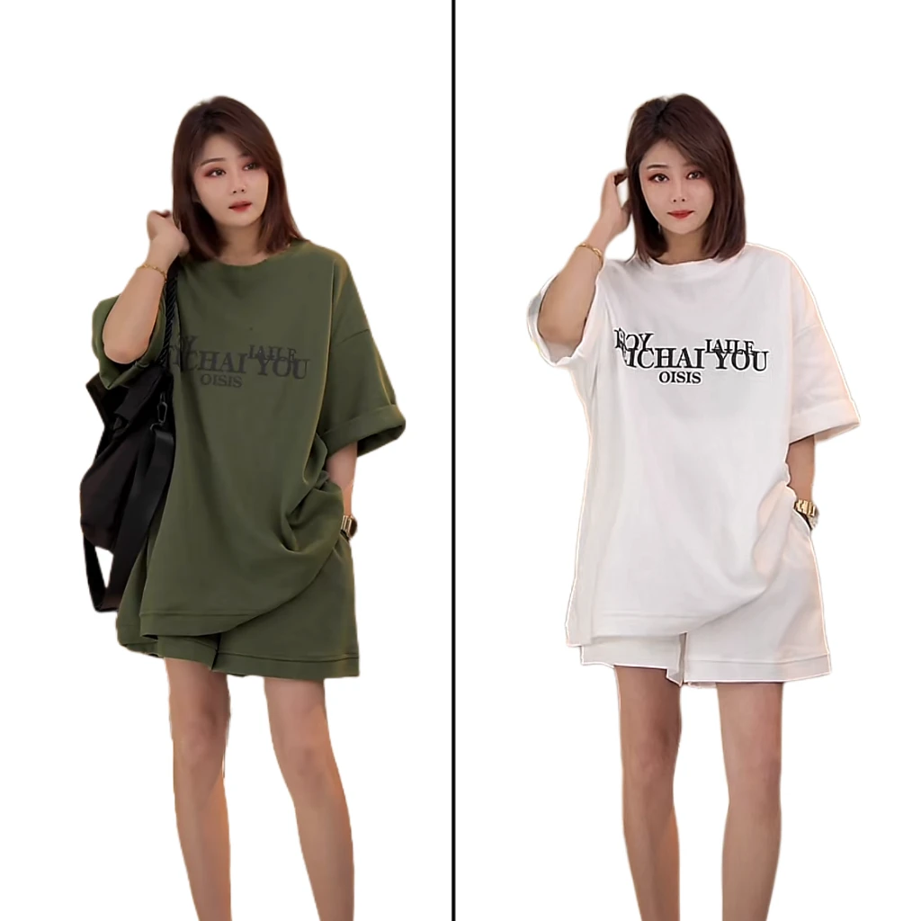 小韩日记【茶会套装】套装运动休闲情侣复古夏季韩版潮流圆领6661