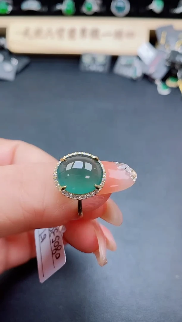 银S925镶嵌戒指翡翠1