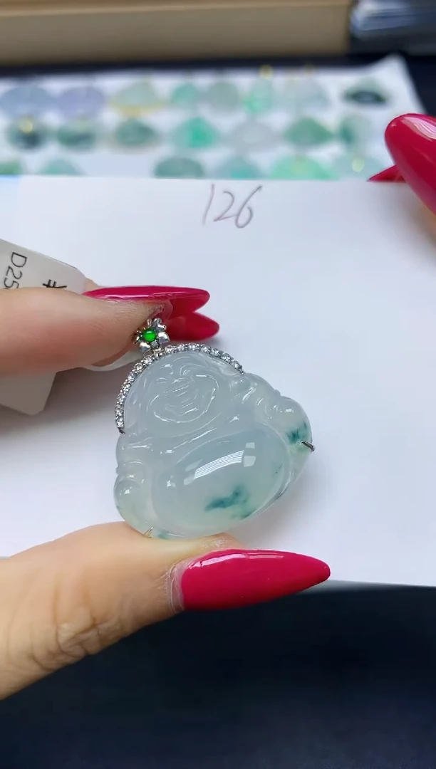 颈饰18K金镶嵌翡翠天然缅甸A货翡翠百元以上9元证书费自理