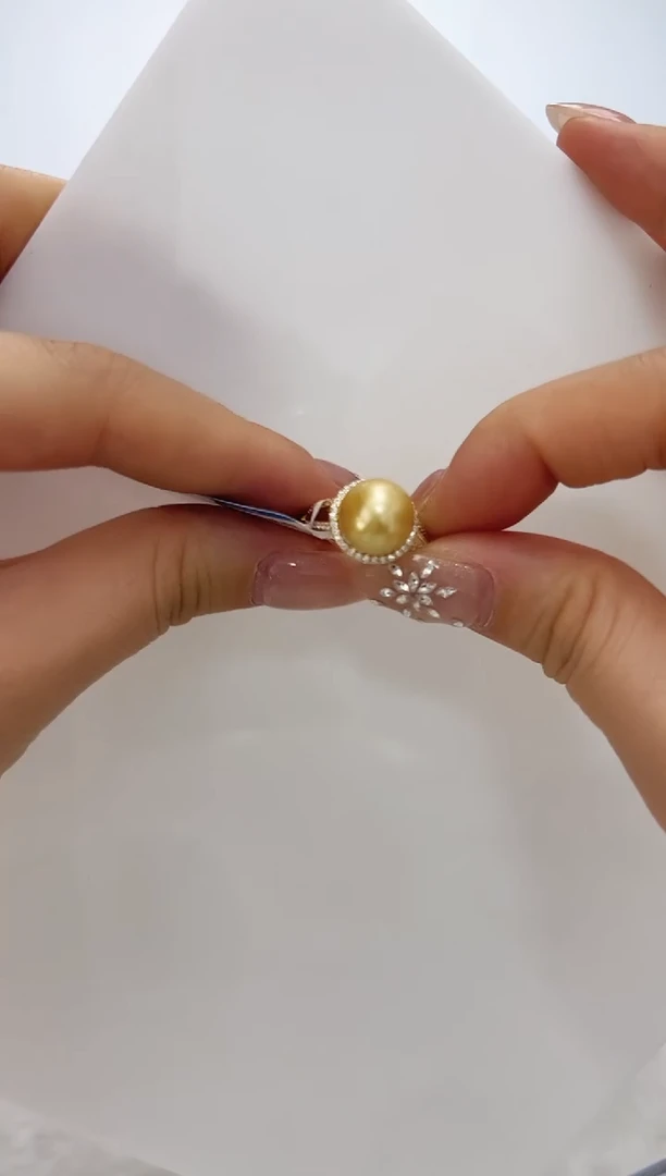 【闪购商品】海水珍珠DA银S925镶嵌v2801 金珠戒指 10