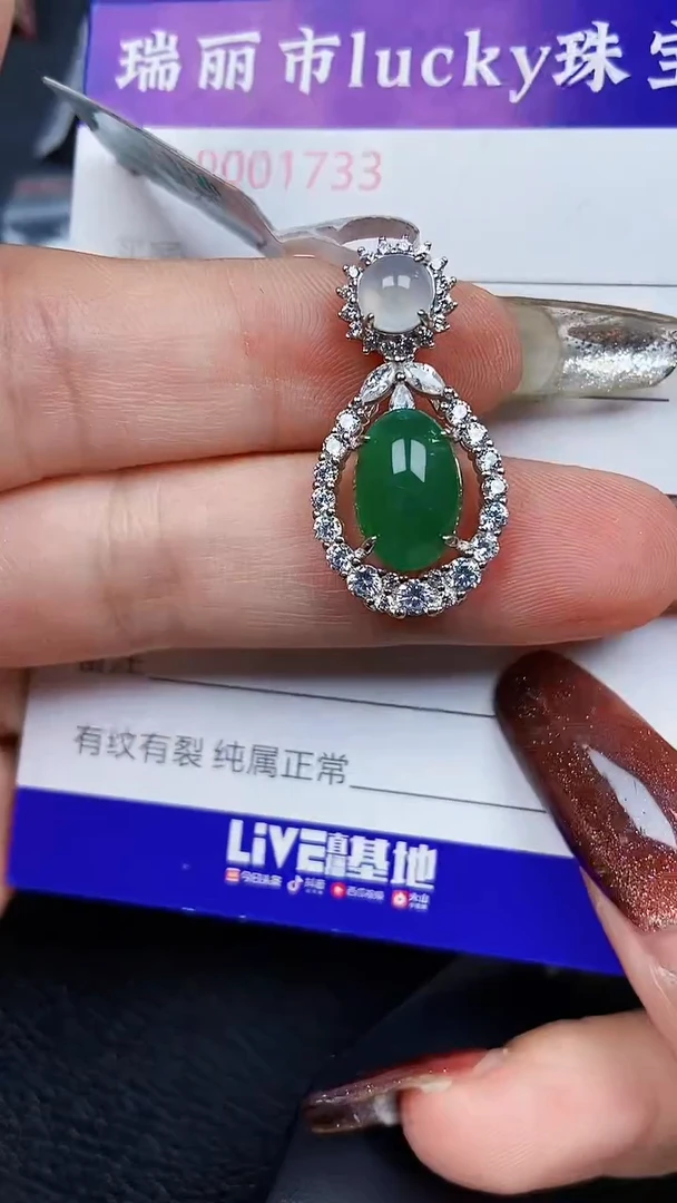 颈饰银S925镶嵌翡翠1733